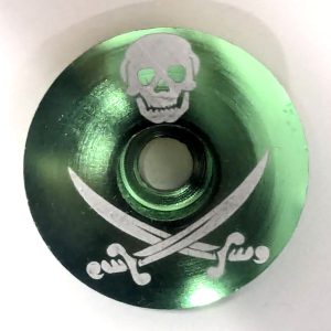 Pirates Jolly Roger Green Top Cap 1-1/8" with Stainless Bolt